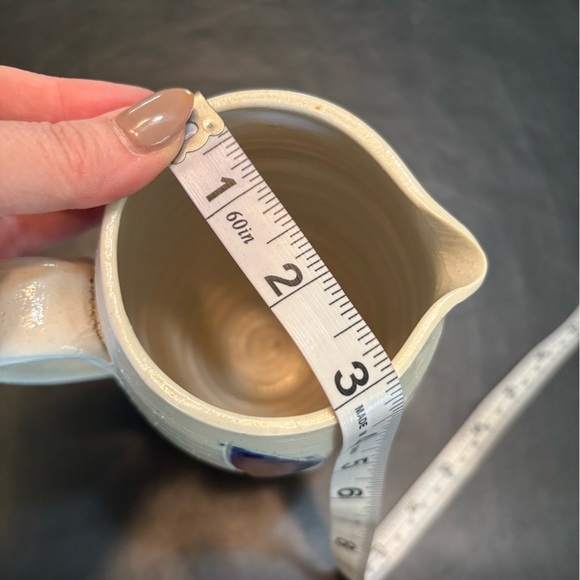 Williamsburg pottery tall water pitcher in blue vine design. - Picture 7 of 9